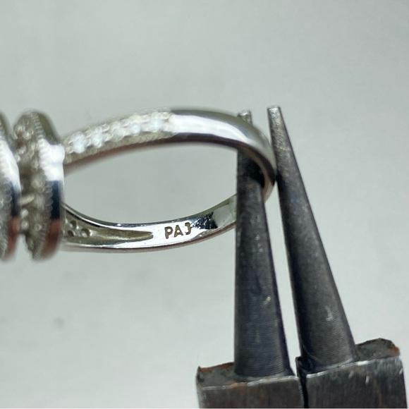 Sterling Silver 925 PAJ Spiral Stair Halo Ring With Large CZ Set Size 7 - Picture 15 of 15